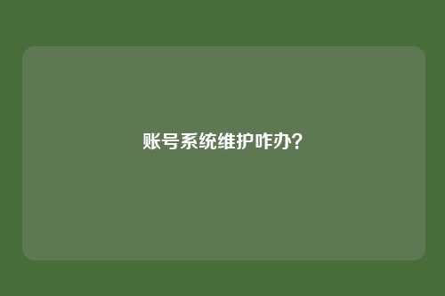 账号系统维护咋办?